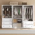 thumbnail image 5 of RichYa 3Pcs Armoire Wardrobe Closet with Hanging Rod,Clothes Storage Cabinet with Fluted Glass,Large Closet Organizer for Bedroom,White(AAC), 5 of 13