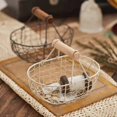 thumbnail image 4 of Wedding Flower Girl Baskets Small Rustic Flower Basket Wedding Metal Basket with Handle Tiny Petal Basket for Flower Girl Kid Wedding Home Decor, 7.09 x 4.72 x 4.92 Inch, 4 of 9