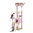 thumbnail image 4 of Dextrus 61" Tall Flower Cat Tree Tower, Indoor Cute Cat Climbing Tower with Cat Condo, Hammock, Cute Sisal Scratching Posts and Perches, Pink & Green, 4 of 10