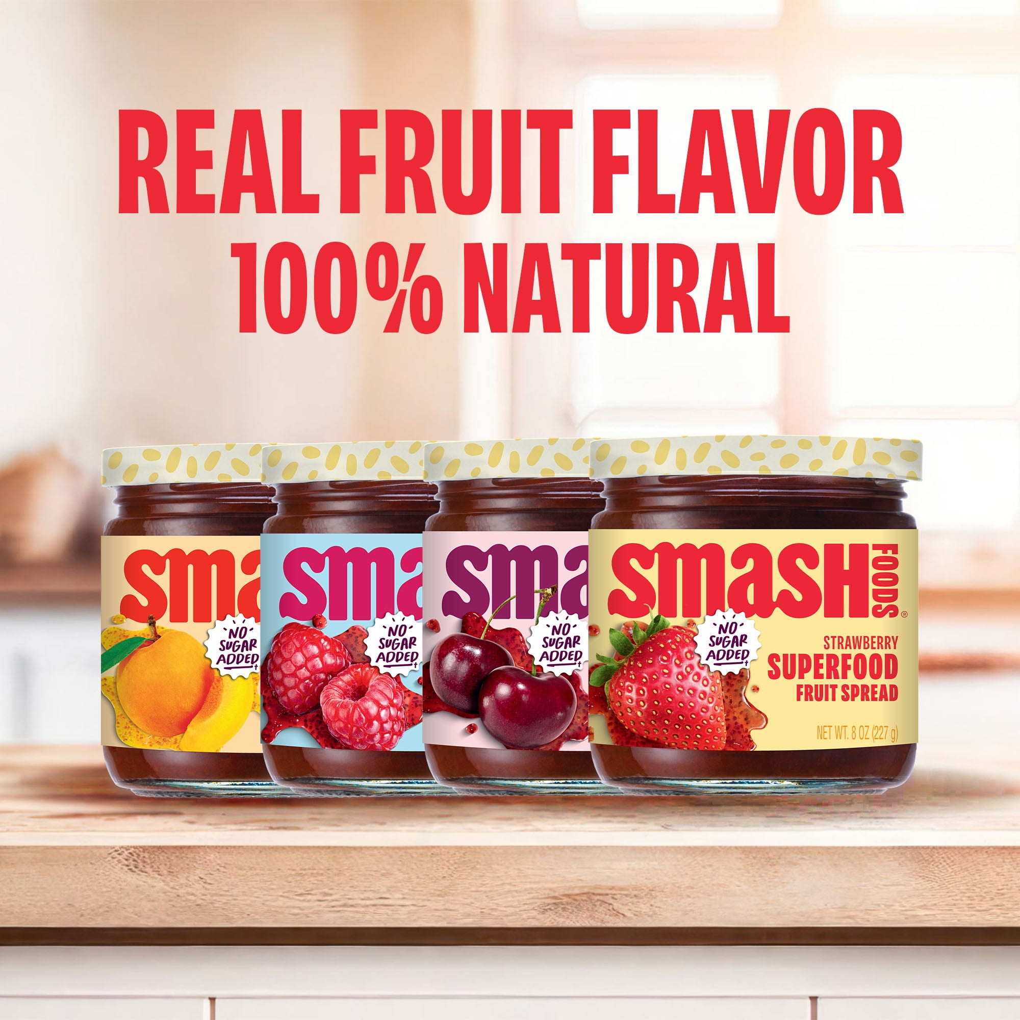 Smash Foods Jam, Adventure Variety 4-Pack, No Sugar Added, Low-Calorie