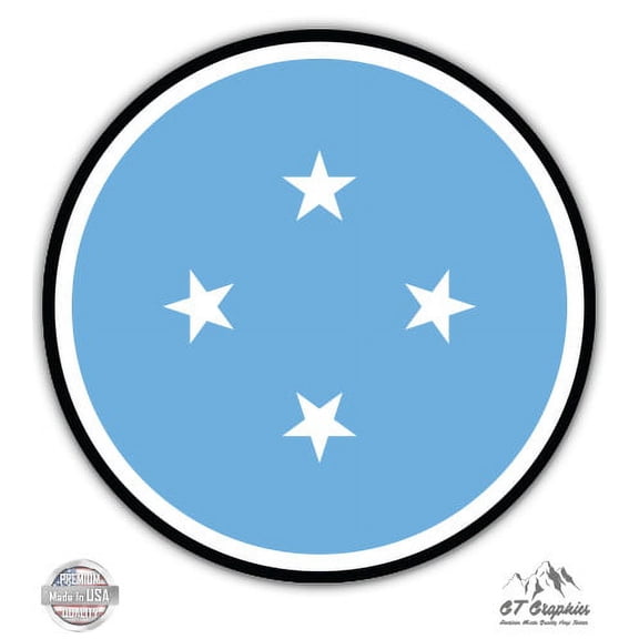 Federated States of Micronesia Flag - 3" Vinyl Sticker - For Car Laptop I-Pad Phone Helmet Hard Hat - Waterproof Decal