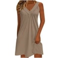 thumbnail image 2 of Xdegoge Sundresses for Women Loose Fit Sleeveless V-Neck Shift Dress Solid Color Flowy Summer Dresses Casual Beach Vacation Outfits, 2 of 6