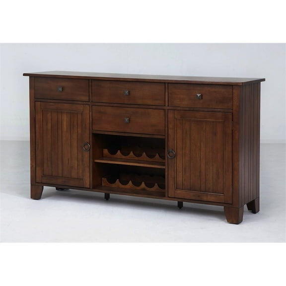 Bowery Hill Wine Rack Sideboard in Rustic Amber