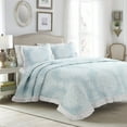 thumbnail image 2 of Lush Decor Lucianna Damask Cotton Reversible Bedspread, Full/Queen, Blue, 3-Pc Set, 2 of 10