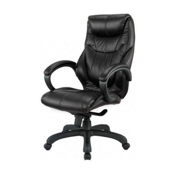 Real Leather High Back Executive Chair, Black