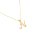 thumbnail image 1 of Dije inicial Letra N Ametrinaa con Zirconias y cadena chapa oro 18K MPDC0004-N, 1 of 5