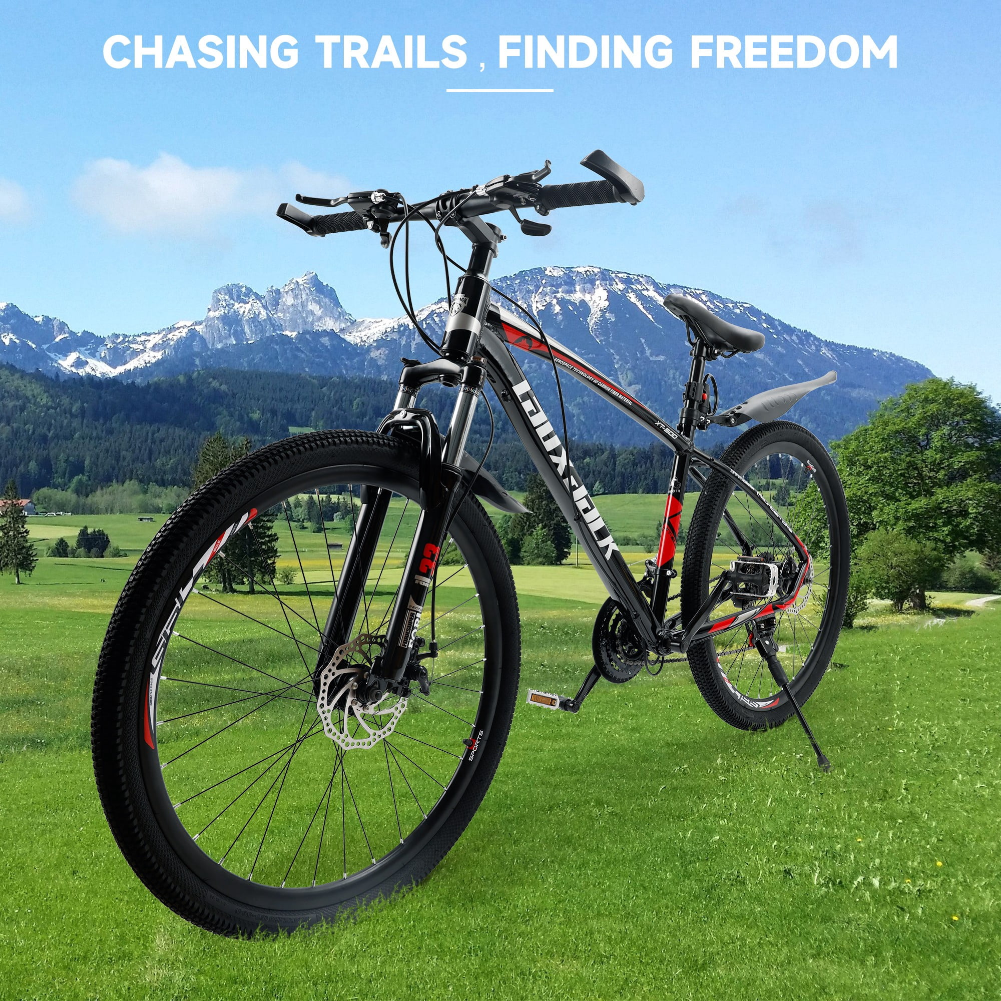 Mountain Bike, 27.5 Inch Shimano 21 Speed, Dual Disc Brake Bike for Men Womens Adult, Front Suspension Bicycle