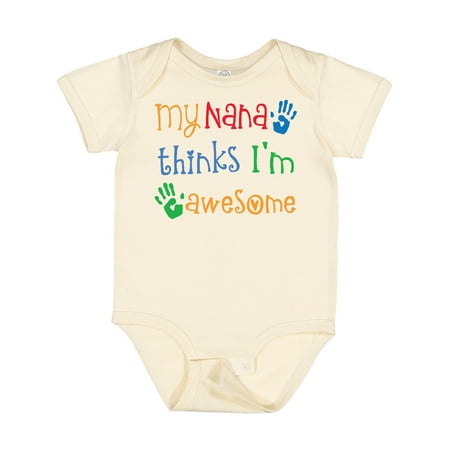 

Inktastic My Nana Thinks Im Awesome Grandkid Outfit Gift Baby Boy or Baby Girl Bodysuit