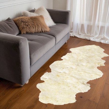 HomeRoots 2' X 6' Natural Sheepskin Handmade Area Rug