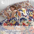 thumbnail image 5 of Boho Flowers Bedding 3 Piece Duvet Cover Set California King, Abstract Bohemian Colorful Retro Floral Soft Microfiber Comforter Cover with Zipper Closure & Pillowcases, FadeResistant Quilt Cover, 5 of 9