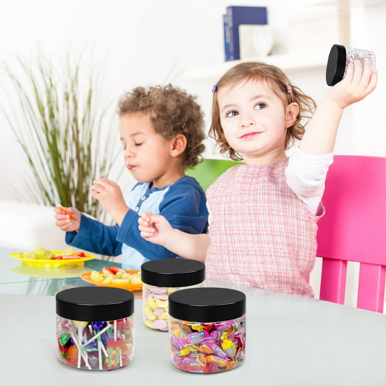 Plastic Jars with Lids, Set of 9, 27 Oz and 6 Oz Storage Containers,  Leakproof Slime Containers for Peanut, Spice, Cookie, Candy and Dry Food