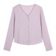 thumbnail image 1 of Camisa fina ahuecada de color sólido con cuello en V y protección solar para chica regordeta de talla grande, cárdigan de punto de verano para mujer con aire acondicionado, 1 of 6