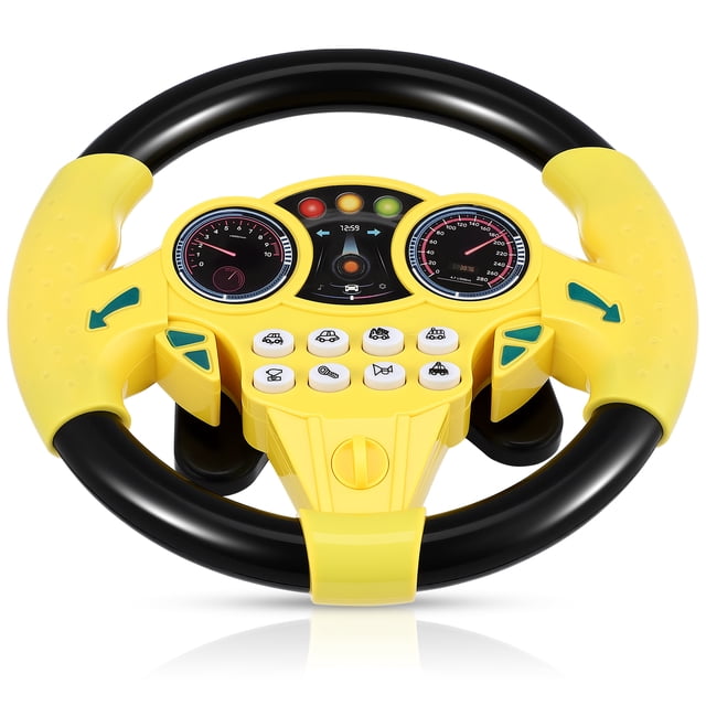 Volante de juguete para coche de juguete con efectos de sonido y luz.