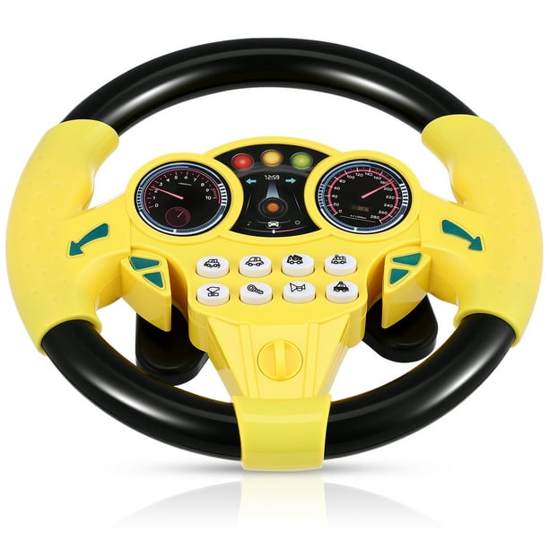 Volante de juguete para coche de juguete con efectos de sonido y luz.