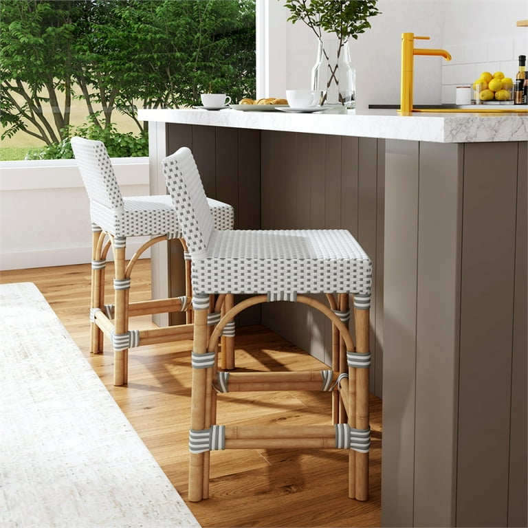 Low back 2024 rattan counter stool