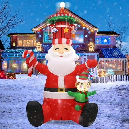 Infleasjoiy 10Ft Rotating Hat Santa Claus Christmas Inflatable Decoration