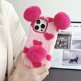 thumbnail image 4 of Feishell Cute Fluffy Case for iPhone 15 Plus, Cute Panda Ears Hairball Soft Fuzzy Winter Warm Faux Fur Plush Fluffy Flexible TPU Bumper Protective Phone Cover Women Girls,Rose, 4 of 5