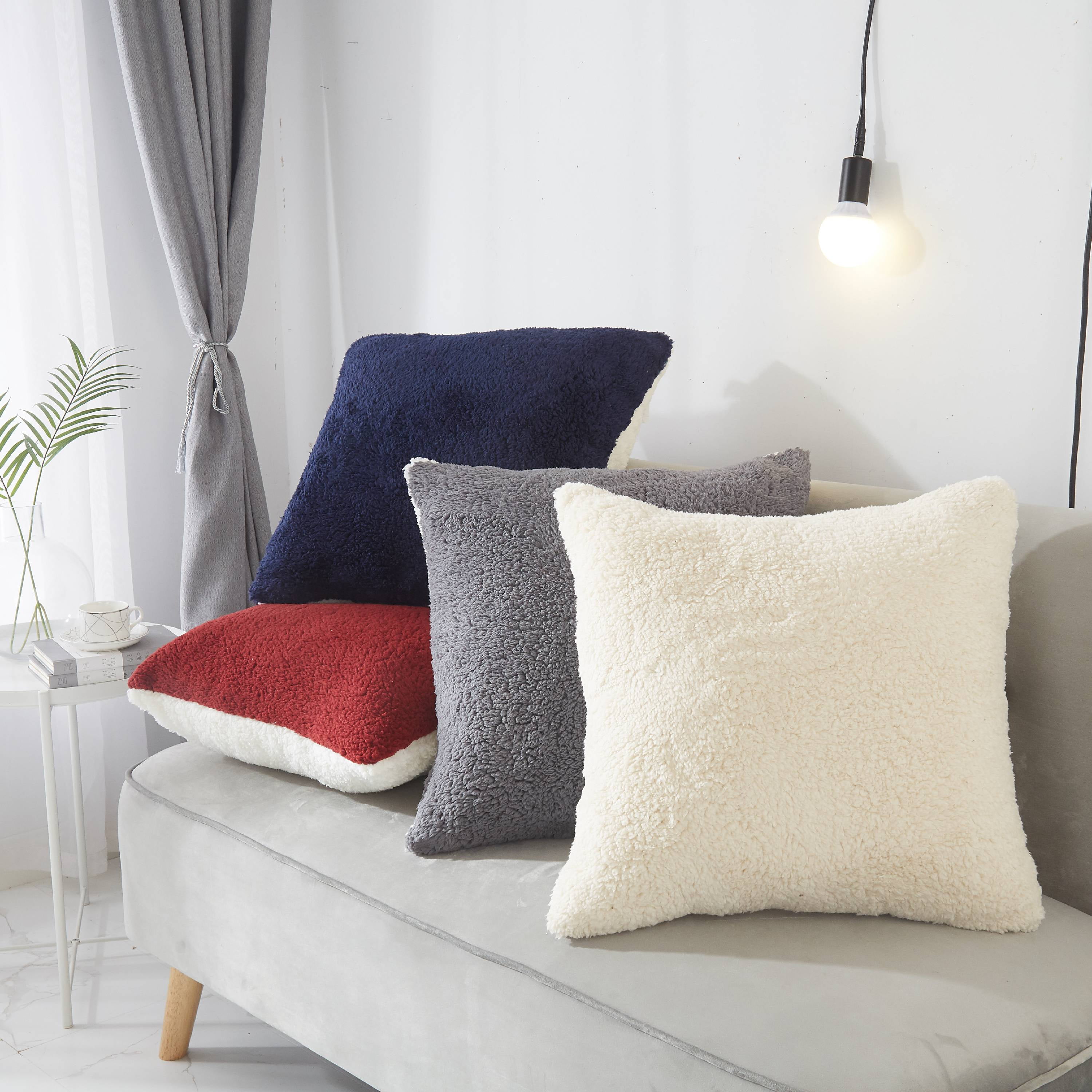 Mainstays Ultra Soft Reversible Oversized Sherpa Decorative Throw Pillow Multiple Colors Walmart