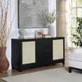 thumbnail image 2 of Manhattan Comfort Sheridan 59.05 Buffet Moderne en Canne avec Tablettes Ajustables, Noir, 2 of 5