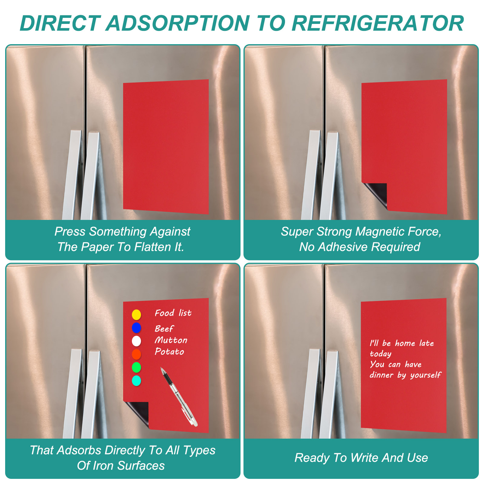 Uxcell Magnetic Dry Erase Board Sheet for Fridge, 6 Pcs 12 x 8 Inch Erasable Refrigerator Whiteboard for Kitchen for Home Kitchen Organizer Planner Office Storage, Red (0.6mm)