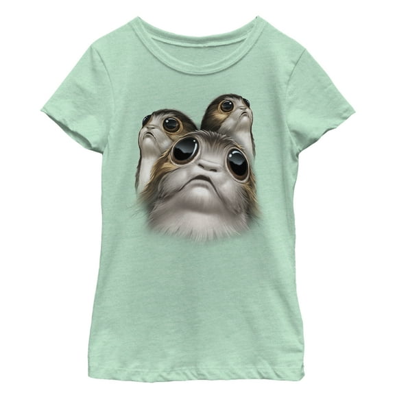 Girl's Star Wars The Last Jedi Porg Eyes  Graphic Tee Mint Medium