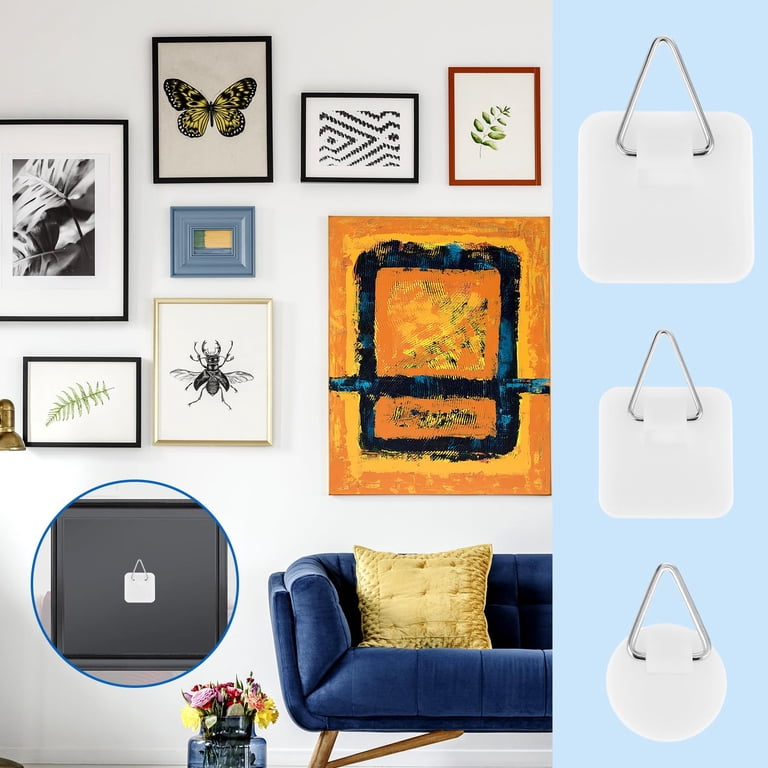 60 Pcs Adhesive Picture Hanger Wall Plate Holders Plastic Picture