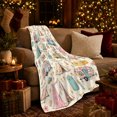 thumbnail image 3 of Whimsical Vintage Camping Trailers Tents Cream, Rustic Camping Scene, Warm Flannel Blanket for Cabin and Lodge with Detailed Artwork, Outdoor Lovers Camping Gift, Festive Home Decor, 3 of 9