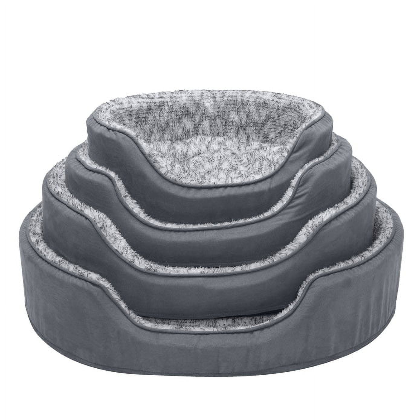FurHaven Pet Products Two-Tone Fur & Suede Oval Pet Bed for Dogs & Cats - Extra Large, Gray