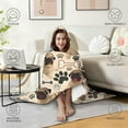thumbnail image 4 of Wearable Blanket,Pug and Footprint Hooded Wearable Flannel Blanket for Adults & Teens,Winter Poncho Shawl Wrap Cape Cozy Anti-Pill,50"x60", 4 of 5
