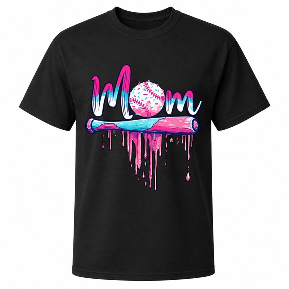 Baseball Mom Graphic T-Shirt, Unisex Classic Fit, Cotton-Rich 180 GSM, Colorful Front Print