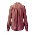 thumbnail image 5 of Blouses Button-Down Shirts for Women Long Sleeve Autumn And Winter Casual Loose Print Striped V-neck Shirt Tops, 5 of 6