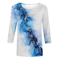 thumbnail image 2 of Birdeem Mode Femme Manches Courtes Col Rond Rétro Imprimé Haut Ample Blouse Manches Trois-Quarts, 2 of 4