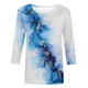 thumbnail image 4 of Fiudx Camisetas para Mujer Blusa Holgada Estampada con Cuello Redondo Retro de Manga Corta a La Moda para Mujer, Manga Tres Cuartos, 4 of 4