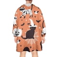 thumbnail image 2 of Wearable Oversized Blanket,Halloween Cat Pattern Wearable Blanket Hoodie for Adults,Cozy Hooded Blankets with Super Pockets,Super Warm Fuzzy Pullover for Women & Men, 2 of 6