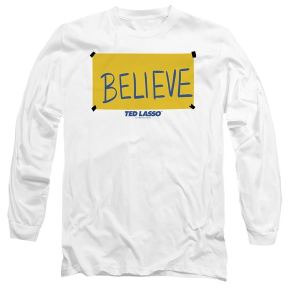 Ted Lasso Ted Lasso Believe Sign Unisex Adult Long-Sleeve T Shirt (Medium) White