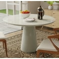 thumbnail image 3 of White Lacquer Top 36" Round Dining Table w/White Powder Coating Pedestal Base, 3 of 8