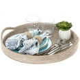 thumbnail image 2 of Kouboo La Jolla Round Serving Tray, Serving Tray With Handles, Hosting Tray, Party Tray, Ottoman Tray, Grill, Fruit, Display Tray, White Wash, 2 of 5