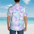 thumbnail image 4 of Vsdgher Rainbow Scales Print Men's Hawaiian Shirts Button Down Tropical Holiday Beach Shirts Vacation Clothes,Large, 4 of 7