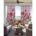 thumbnail image 4 of Pink Tulip Flower Blackout Curtains for Bedroom Living Room, Hello Spring Floral Buffalo Plaid Wood 45 In Long Thermal Insulated Room Darkening Drapes Grommet Window Treatments, 52 x 45 In, 4 of 9