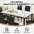 thumbnail image 5 of Baxluxe Dining Table Set for 6, Rectangle Faux Marble Kitchen Table and Chairs Set, 7 Pieces Dining Table with 6 PU Leather Dining Chairs, 6-Person Dining Room Set for Large Family, White+Black, 5 of 9