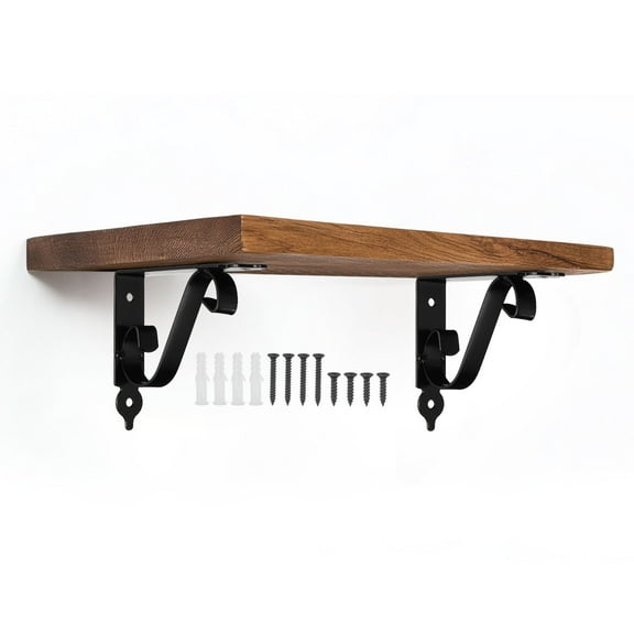 Uxcell 2 Pcs Decorative Shelf Brackets, 150mm/6 Inch Heavy Duty Floating Shelf Brackets for Wall Bookshelves Shelves Support, Black