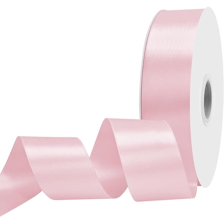 1-1/2 inch Wide 100 Yards Double Face Lt.Pink Satin Ribbon Fabric Ribbon for Gift Wrapping Very Suitable for Weddings Decoration Bouquet Balloons Arts Craft Sewing Hair Bow Invitation