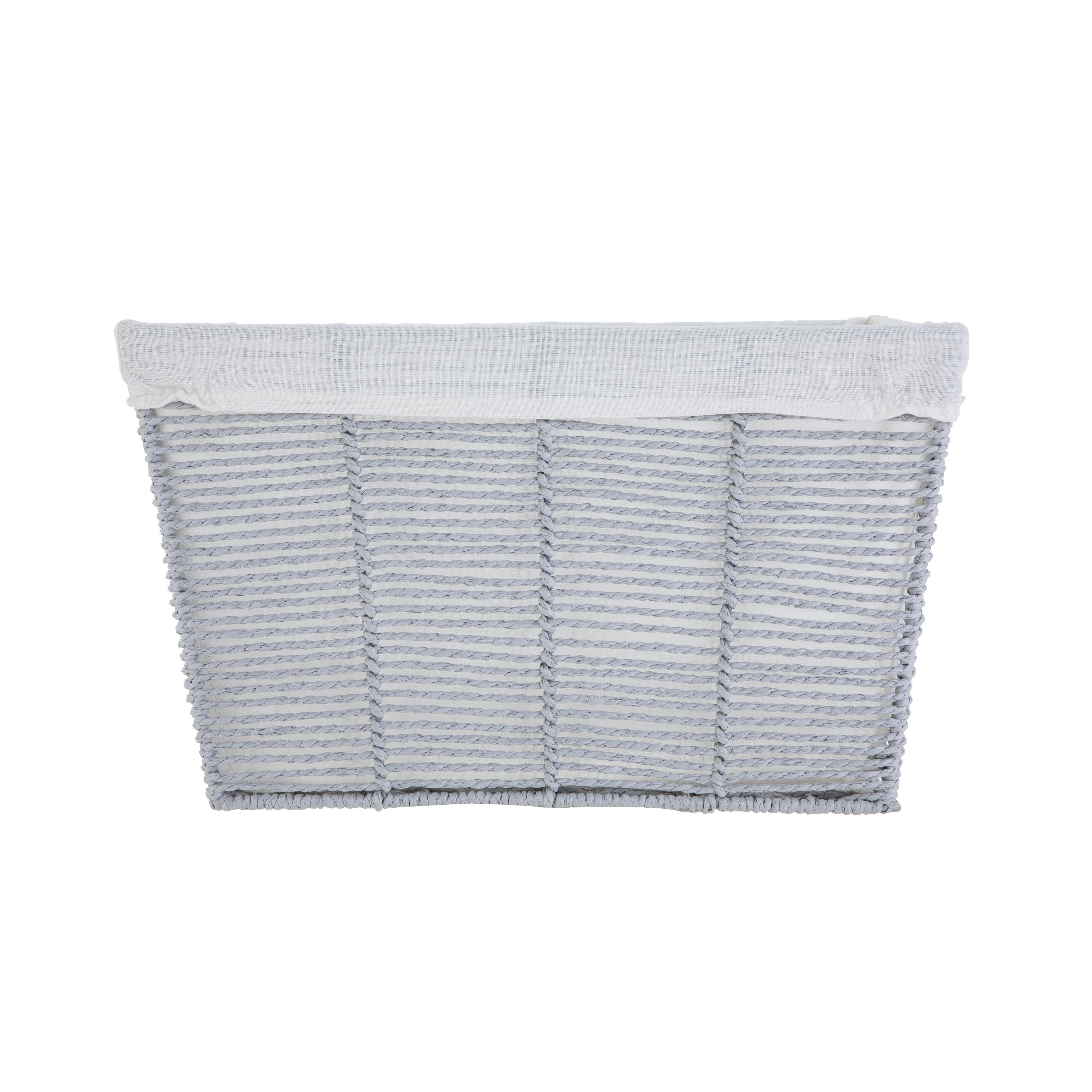 Mainstays Decorative Storage Basket, Medium Gray Twisted Paper Rope with Removable Liner, 13 in x 7.8 in x 9.8 in