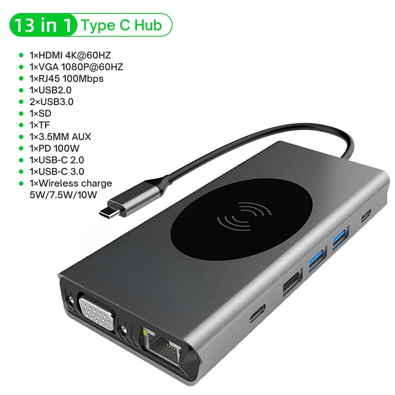Feylan 13 in 1 USB C 3.0 hub Type-C 4k-hdmi RJ45 Gigabit 14 port adapter PD charge docking station laptop PC USB notebook splitter