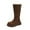 Coffee, variant on Women's Versatile Velvet Warm Mid-Calf Boots Fall And Winter Style Comfortable Suede Thick-Soled Low-Heeled Boots Coffee 6