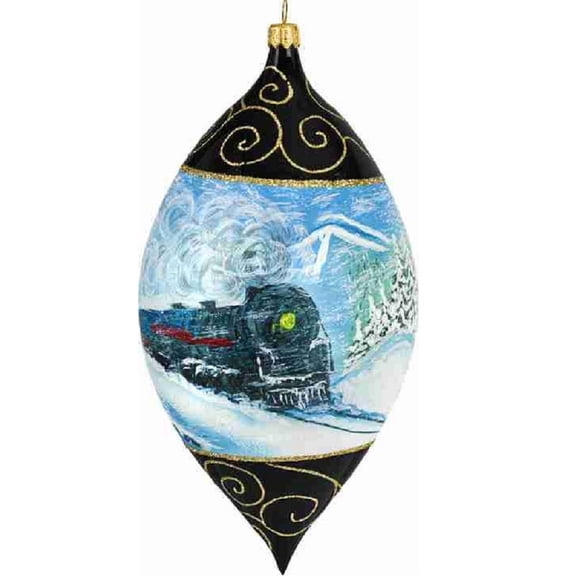 Christmas Train Drop Polish Glass Christmas Ornament