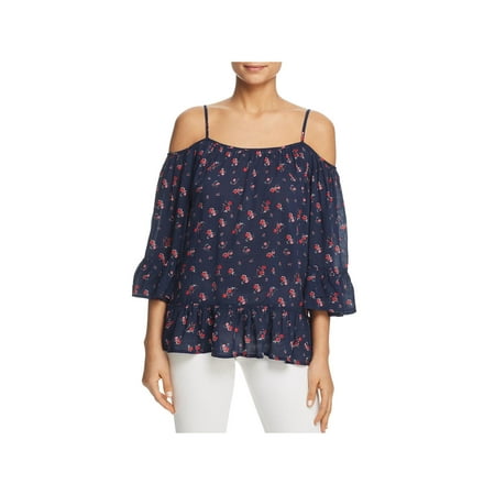 Beach Lunch Lounge Womens Lexi Printed Ruffled Hem Casual Top