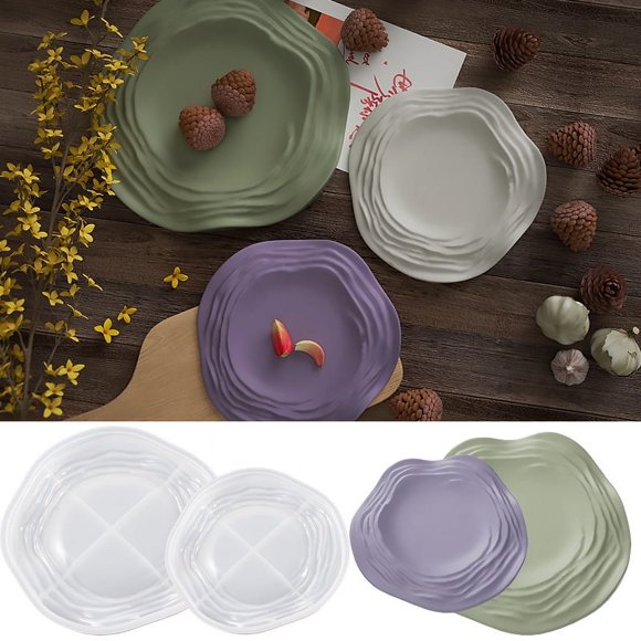 Molde de silicona con forma especial para bandeja irregular de cemento y yeso epoxi de cristal, molde para plato con ondas de agua