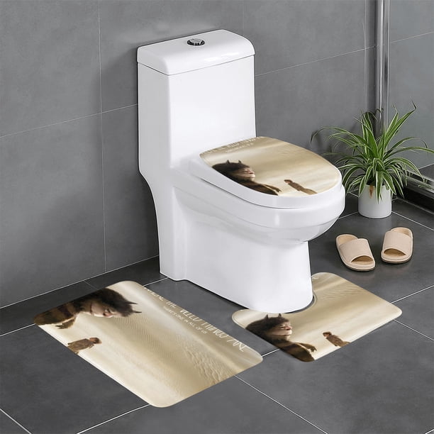 Donde Viven los Monstruos Juego de 3 alfombras de baño de coral fleece: tapete de baño + alfombra de inodoro en forma de U + funda de tapa de inodoro en forma de O