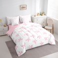 thumbnail image 3 of Feelyou Pink Bowknot Twin Bedding Sets 7pcs, Cartoon Butterly Knot Bedding Comforter Set, 3 of 8